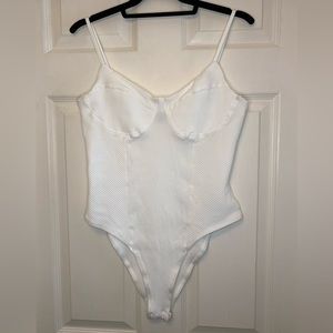 Ribbed SHEIN white bodysuit